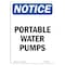 Signmission OSHA Notice, 7" Height, Portable Water Pumps Sign, 7" X 5", Portrait OS-NS-D-57-V-17706 - alternate 1